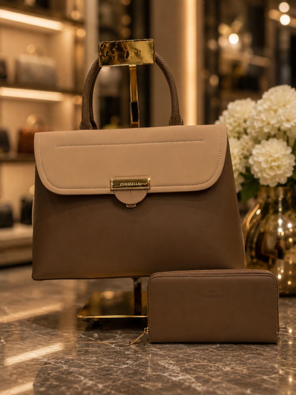 Elegant Two-tone Handbag.