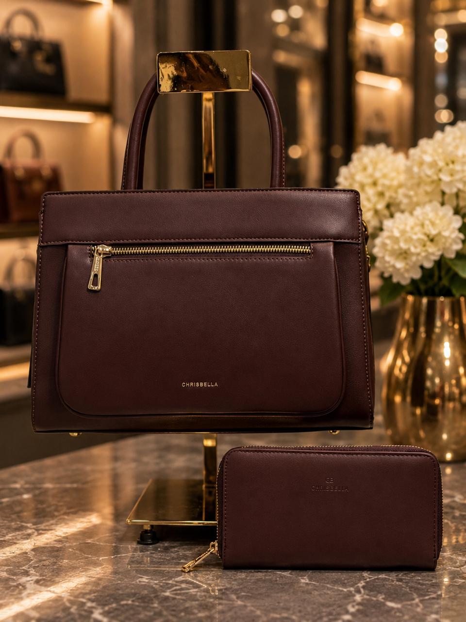 Maroon Sleek Handbag.
