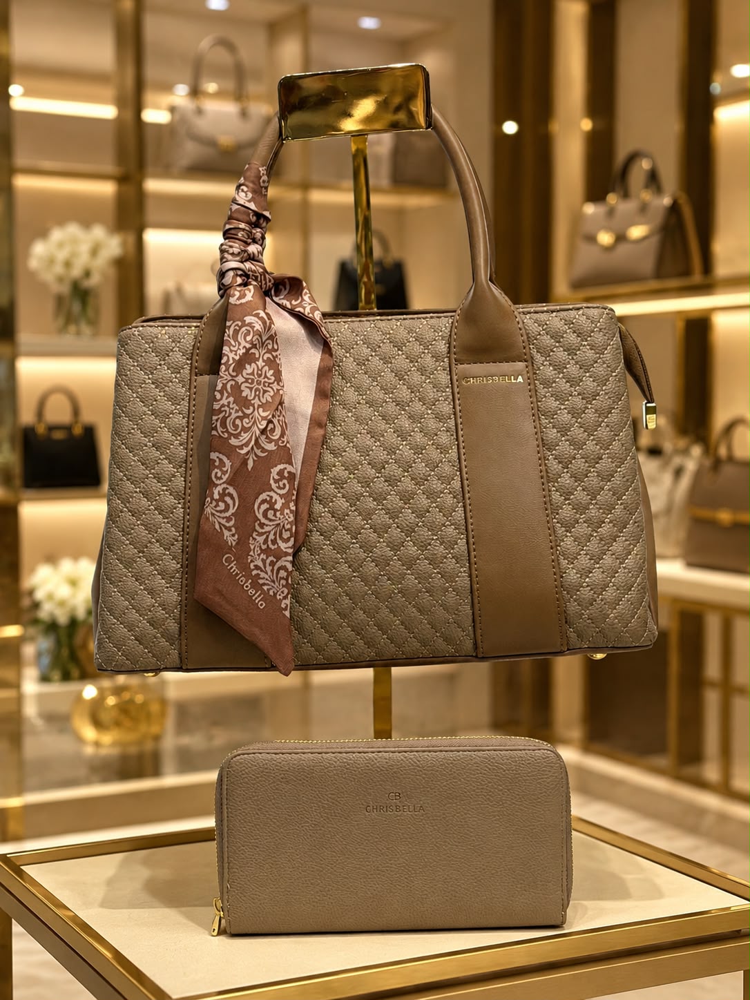 Elegant Taupe Handbag.